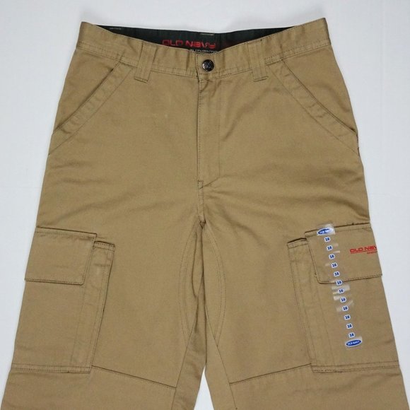 Old Navy Cargo Utility Pants 16 XL Boy Youth Elastic Waist Khaki Reinforced Knee - Picture 4 of 8